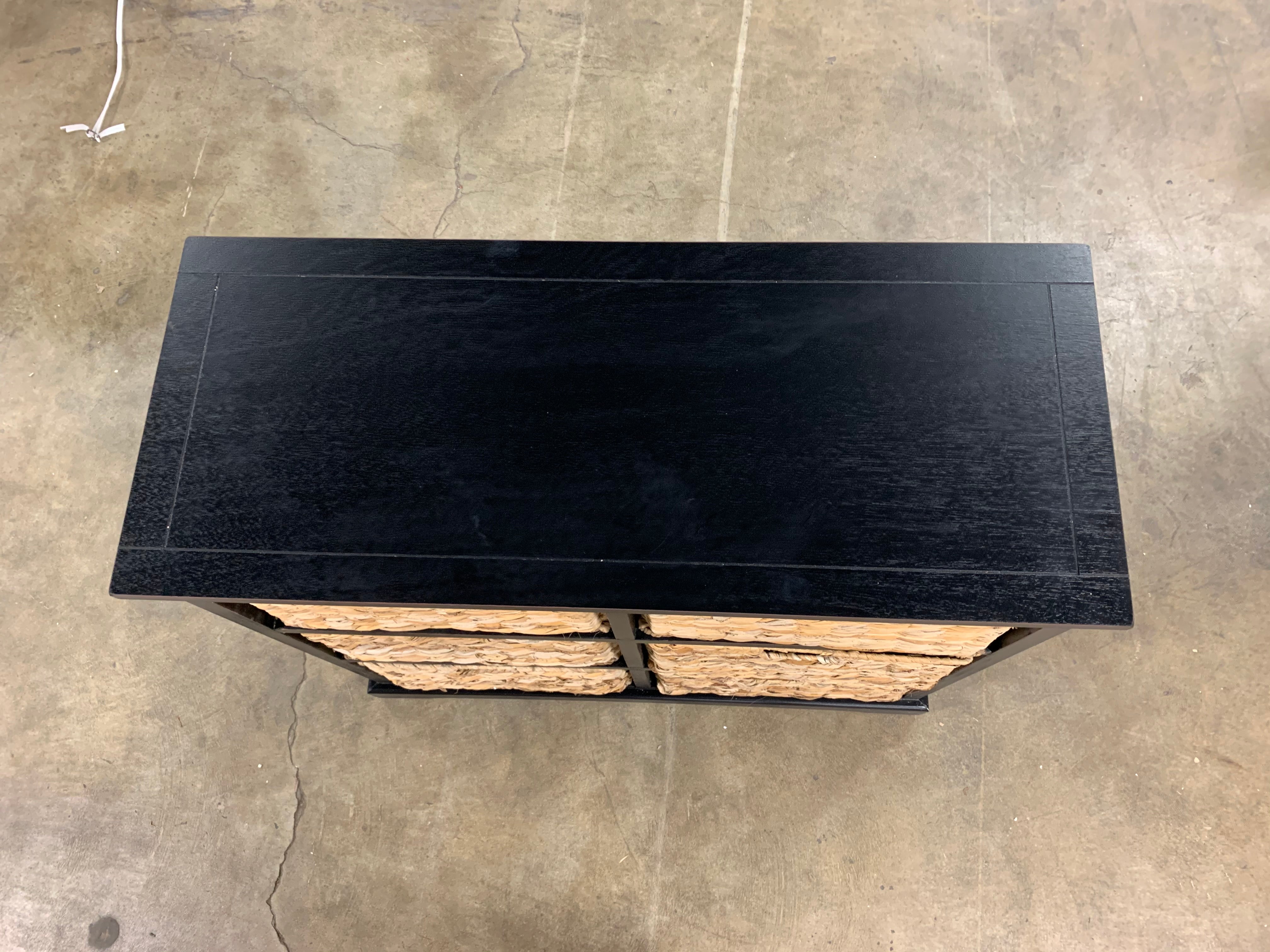 Keenan 6-Wicker-Basket Storage Chest in Black