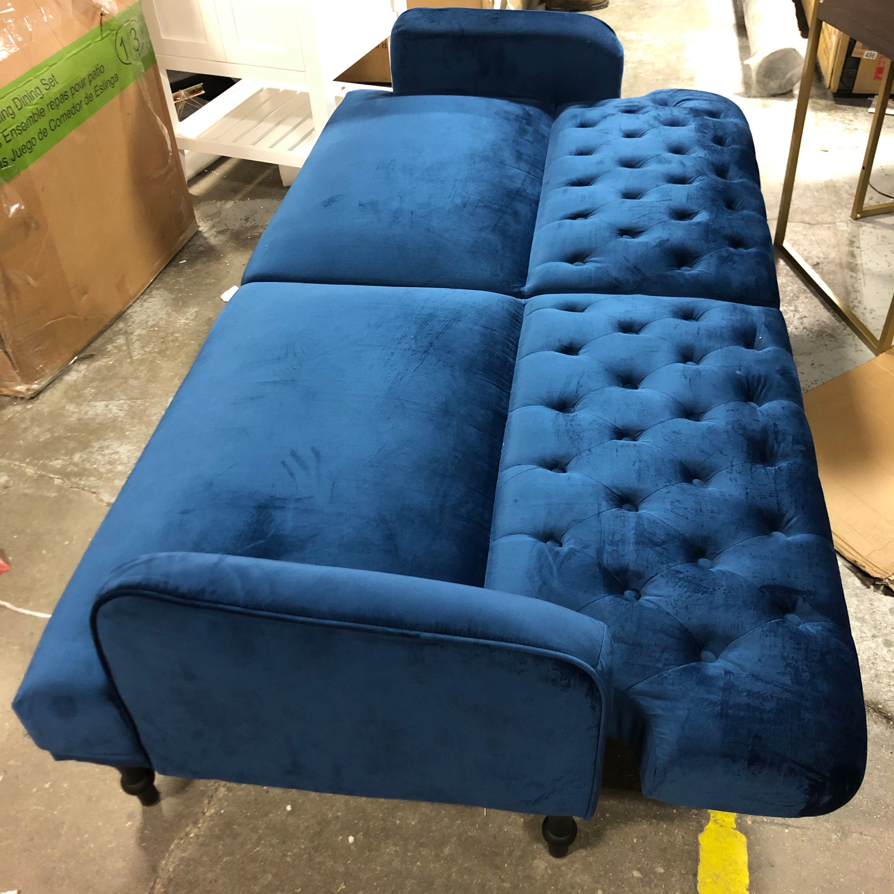 78" Blue Velvet Sleeper Sofa