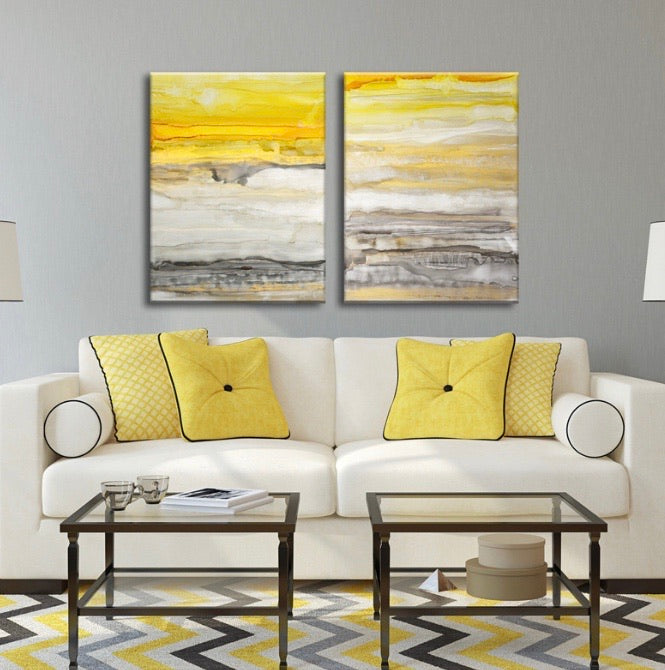 30"Wx40"H New Sunset I/II Wrapped Canvas Wall Art - Set of 2 CG1021