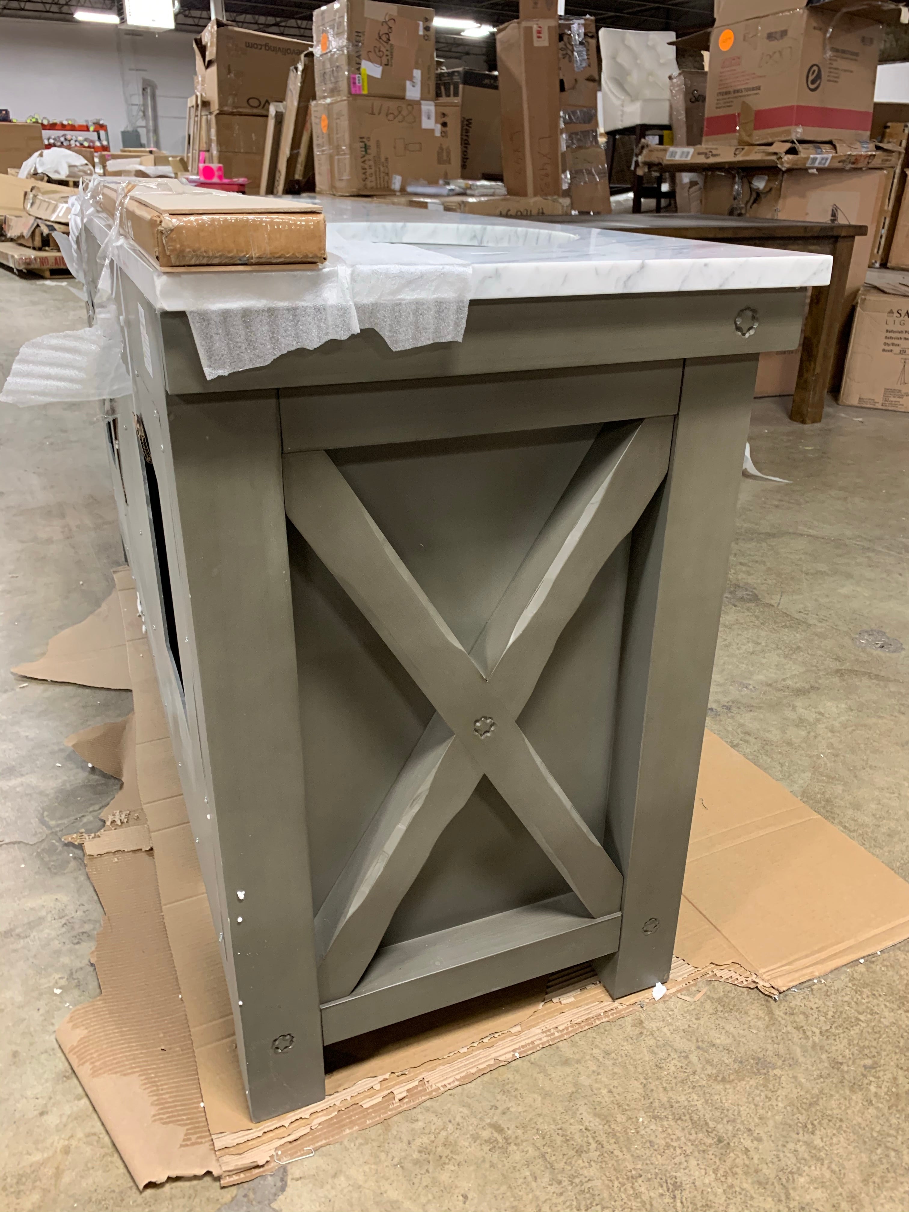 Aberdeen Grizzle Gray 72" Double Sink Bathroom Vanity