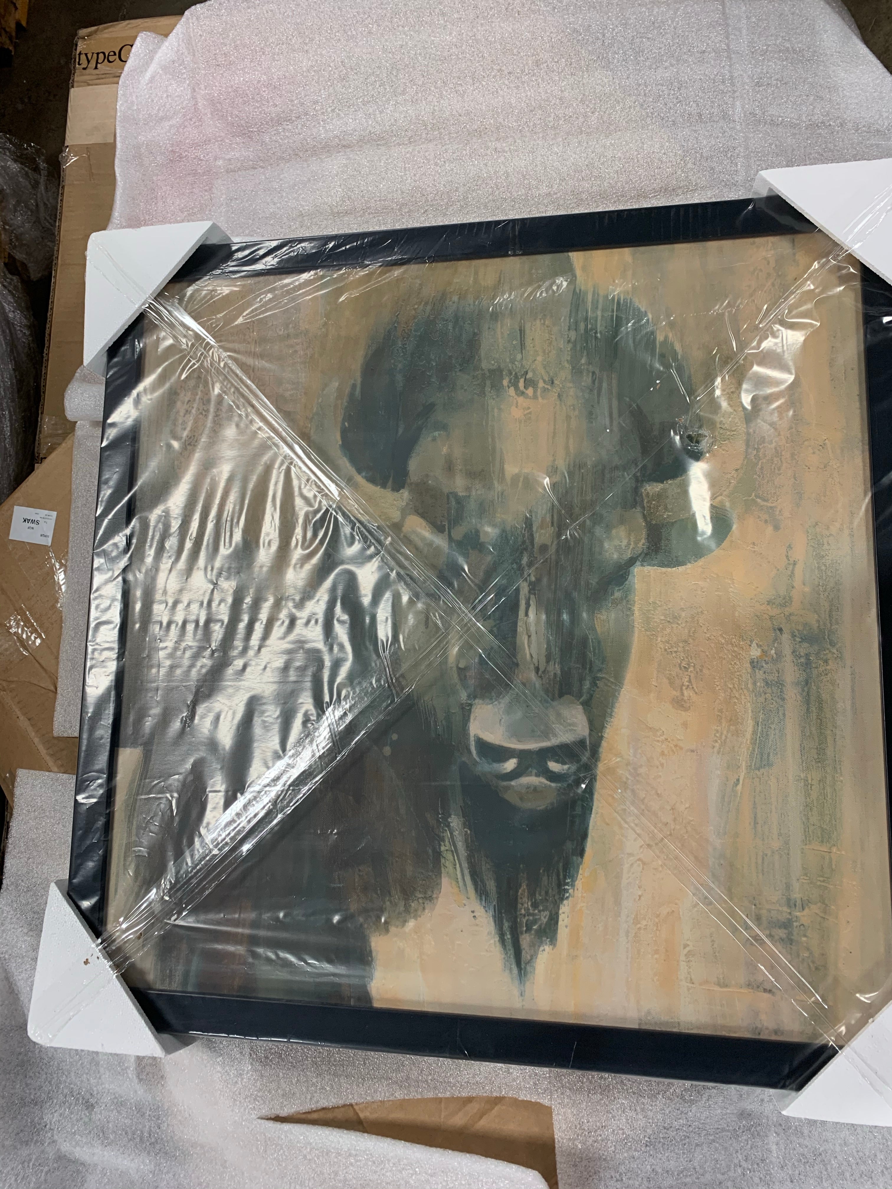'Into the Wild Gold Buffalo' Picture Frame Print on Canvas LX4822