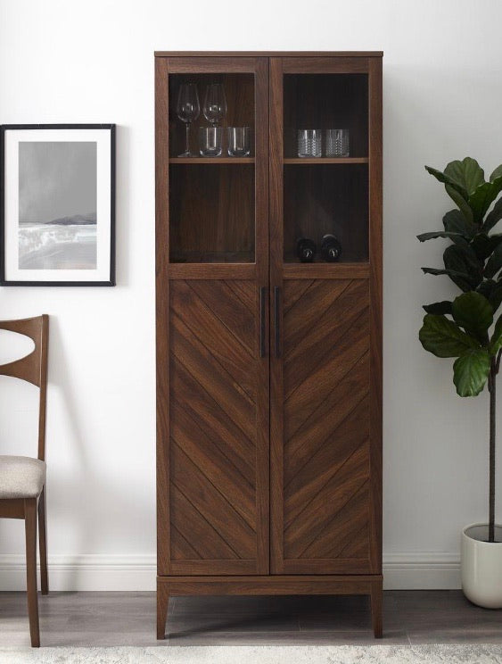 68 in. Dark Walnut Chevron Storage Cabinet CG1707