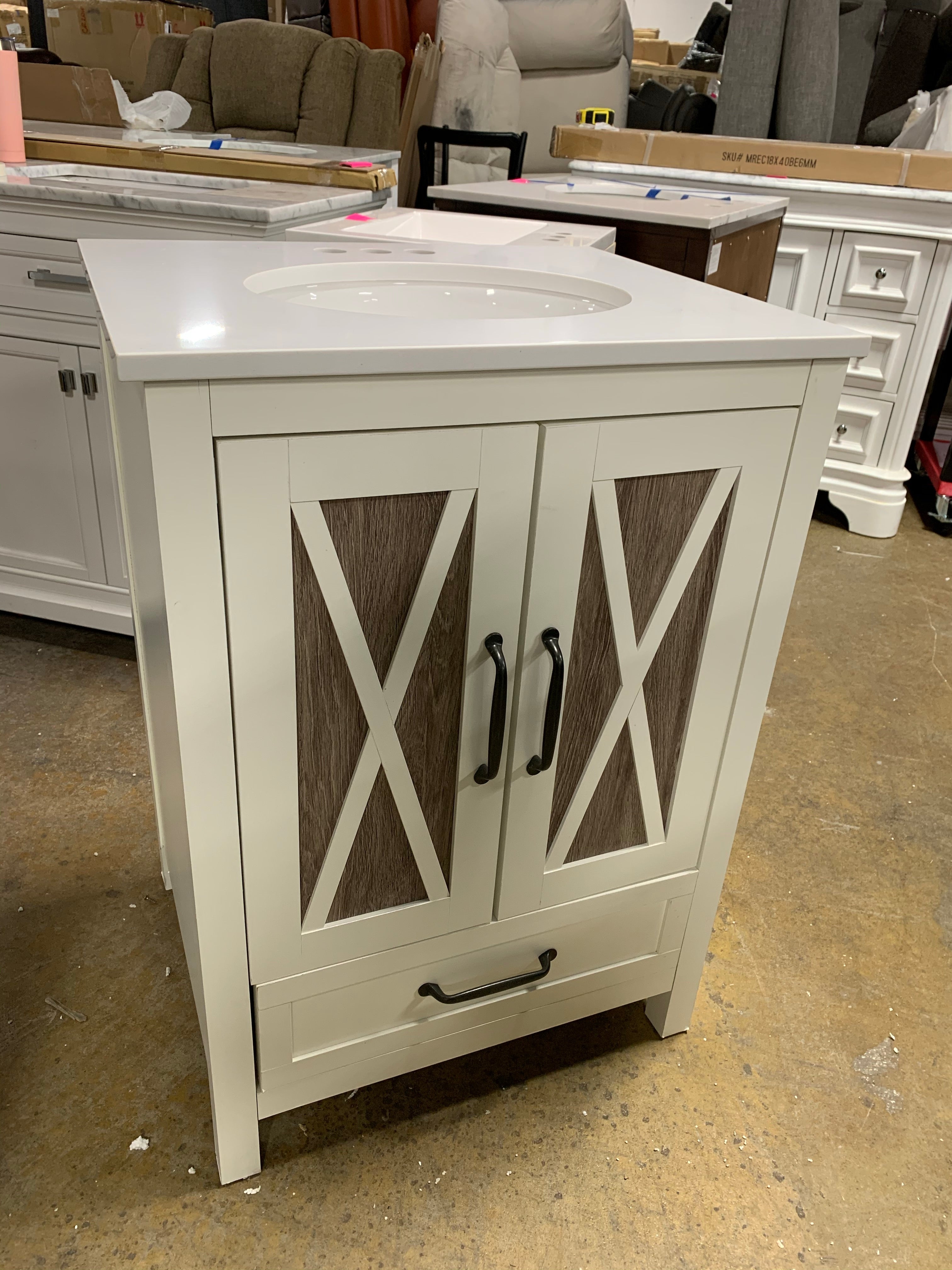 24" White Single Bathroom Vanity