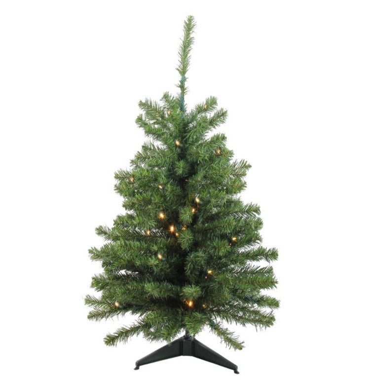 3' Pre-Lit LED Canadian Pine Artificial Christmas Tree - Clear Lights CG1886