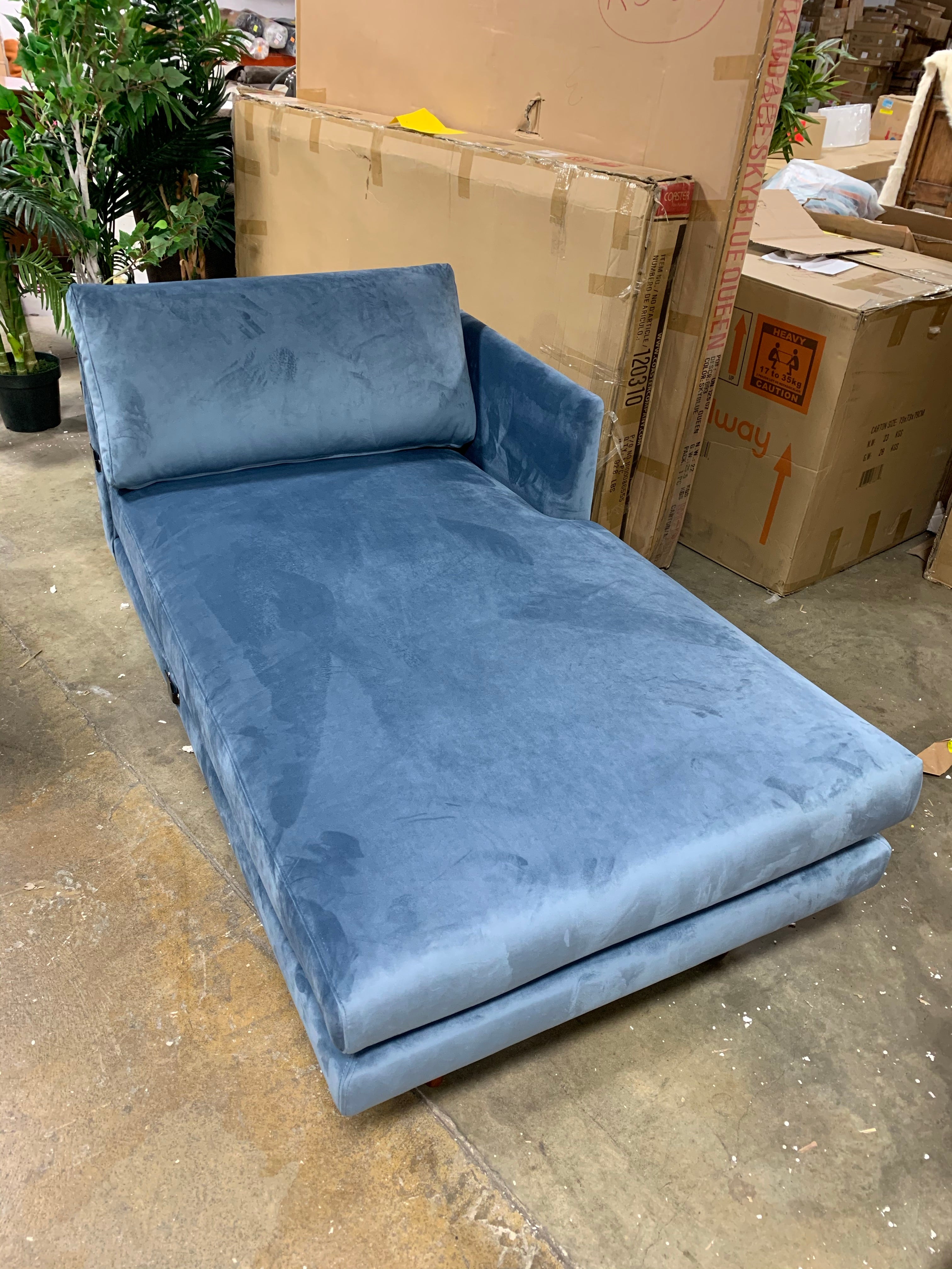 Blue Velvet Chaise Lounge *As Is*