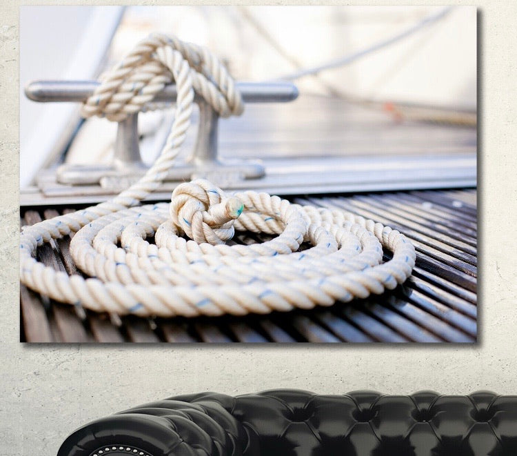 30"x40" 'White Nautical Mooring Rope' Photographic Print on Wrapped Canvas CG1697