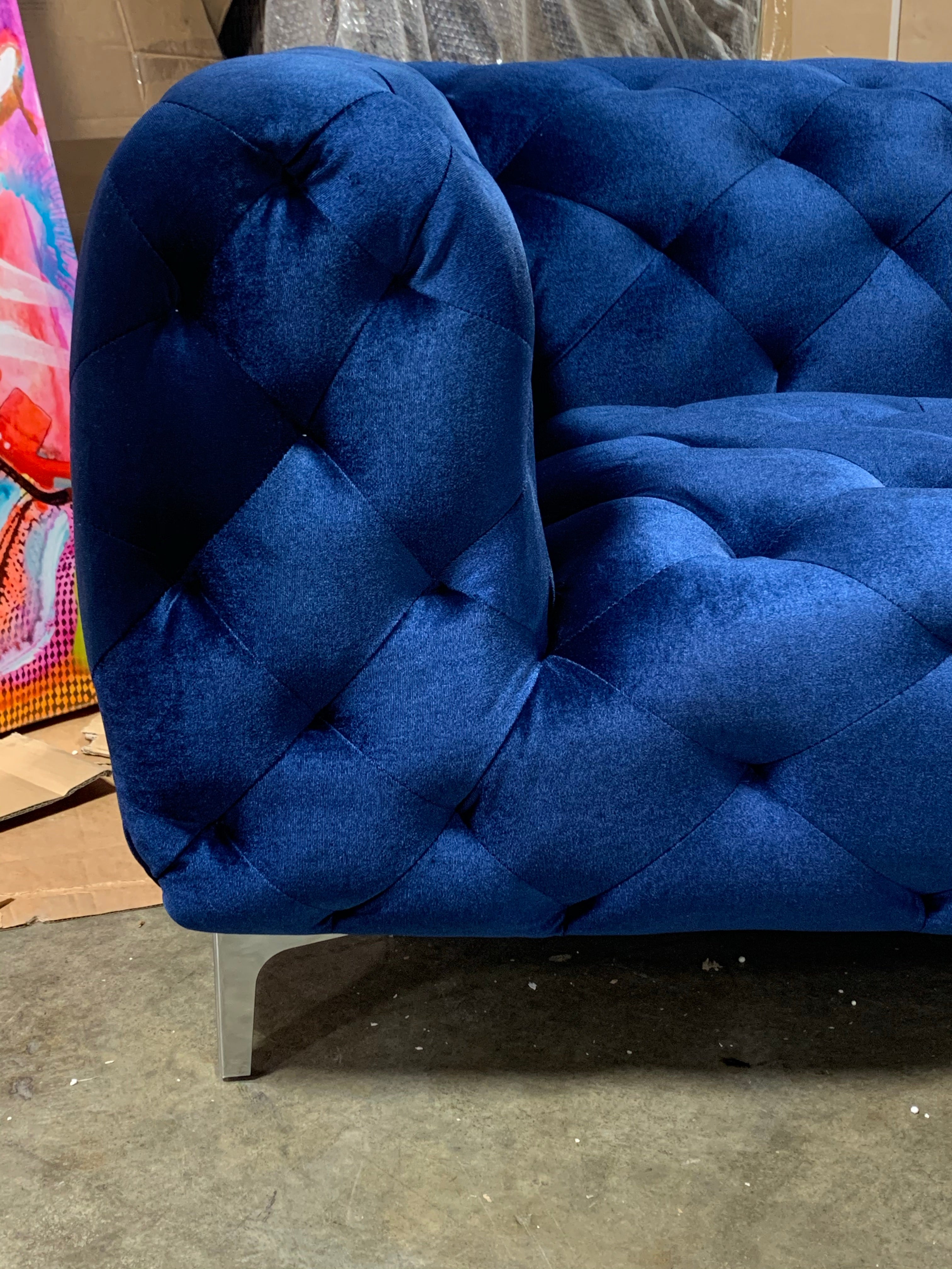 86” Blue Velvet Sofa