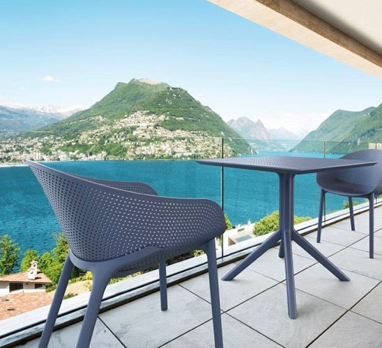 (Set of 2) Compamia Sky Patio Dining Arm Chair in Dark Gray CG1648