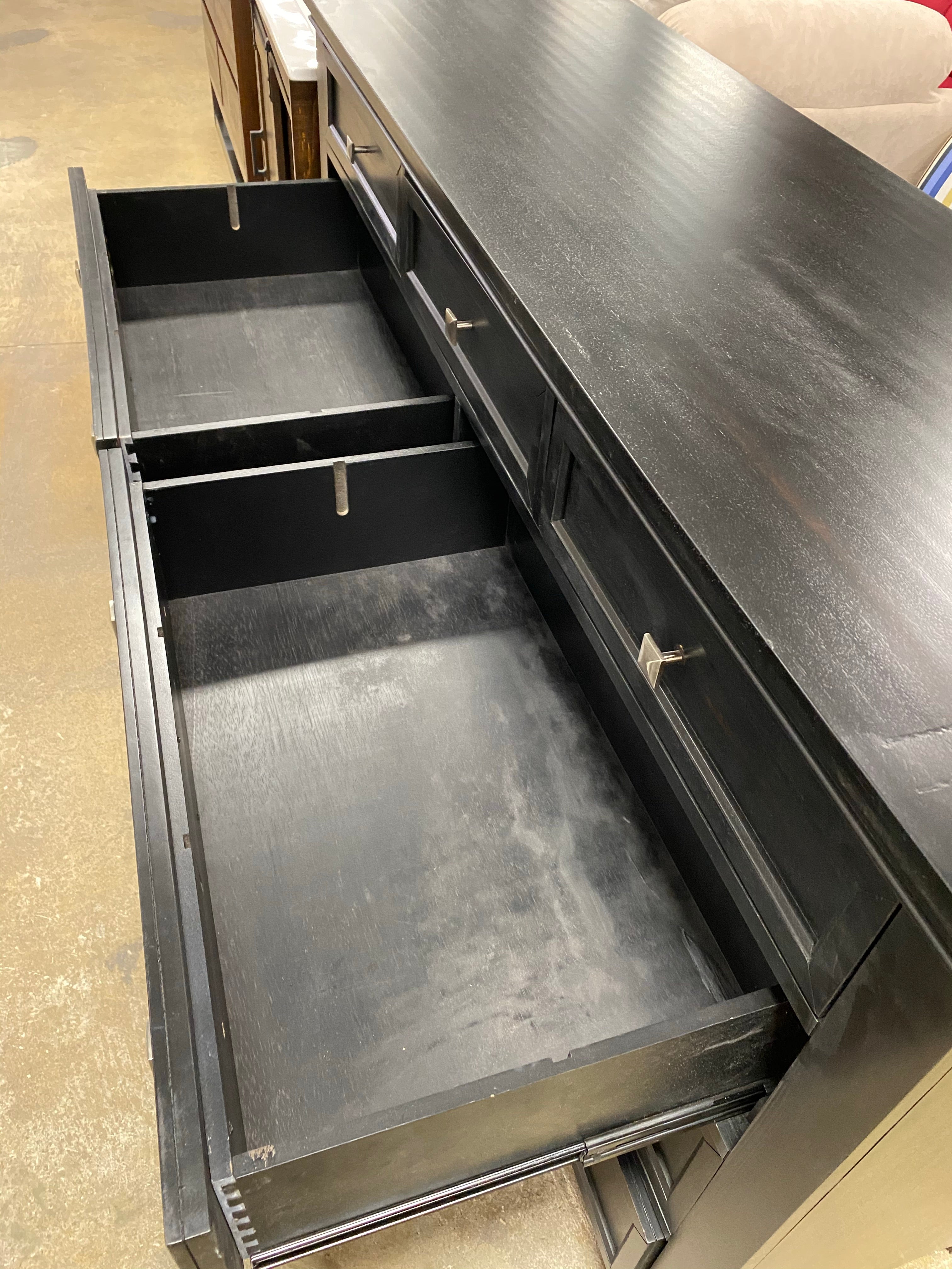 Black Woodside 9-Drawer Dresser with Silver Finished Knobs