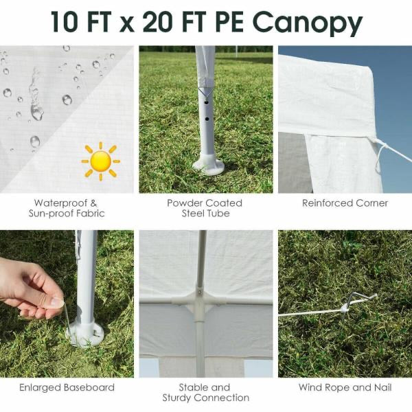10' x 20' Steel Pop-Up Canopy, White (#K5603)