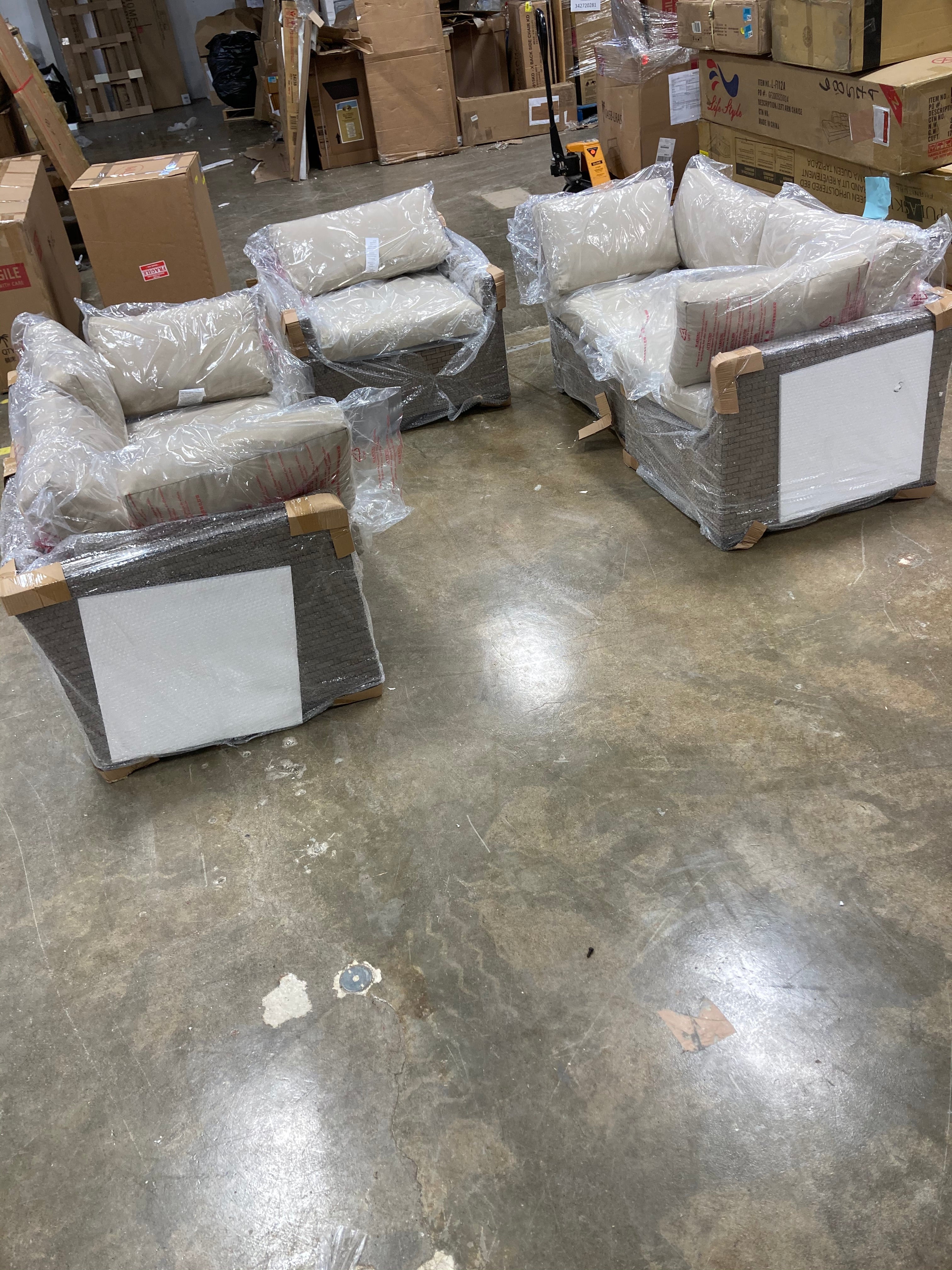 5 Piece Patio Seating Group, Wheat - OP004 (5 PIECES + 14 CUSHIONS)