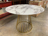 (AS IS) Modrest Holly Modern White & Gold Round Dining Table KBO327 (2 boxes)