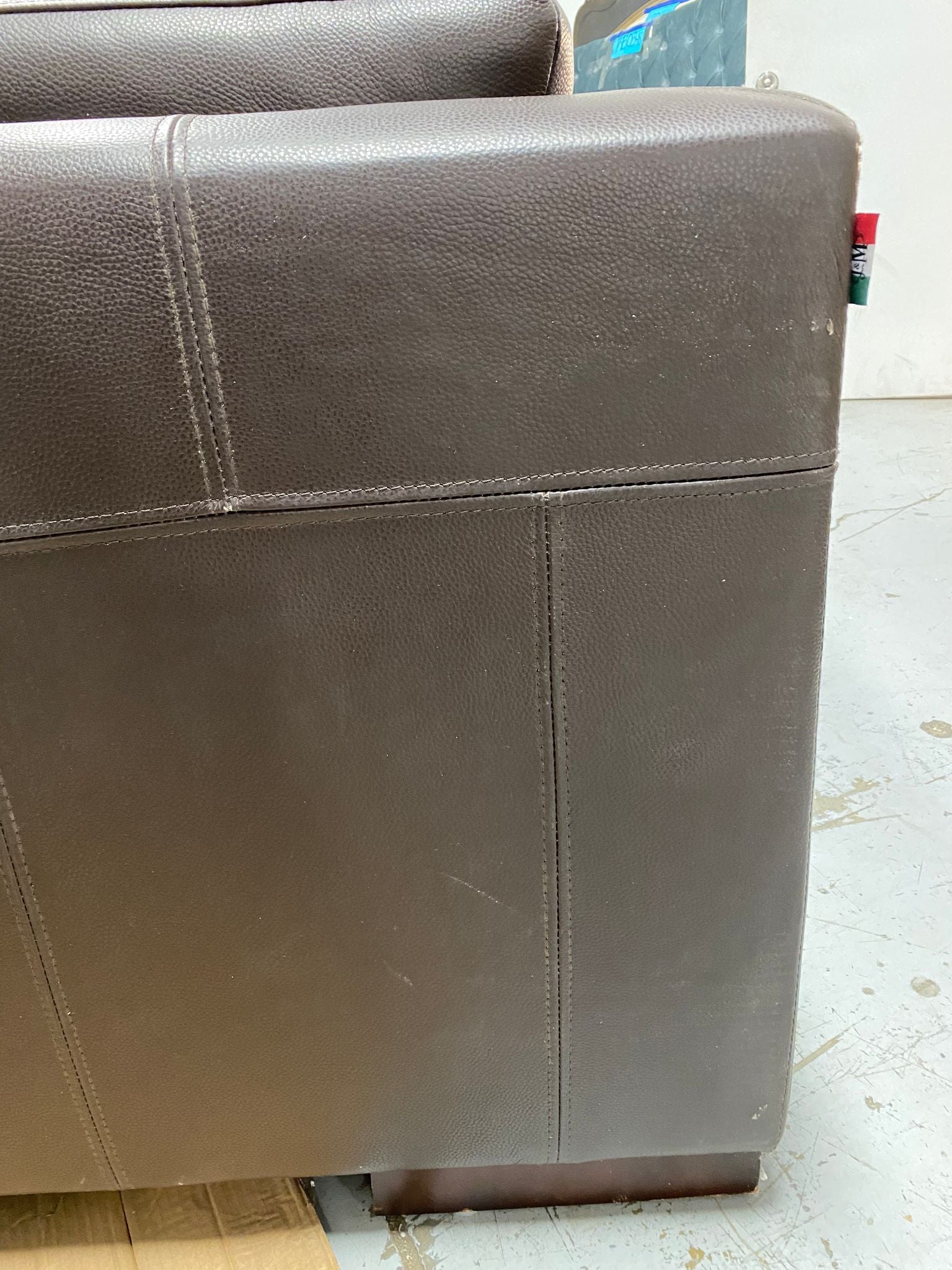 124" Wide Leather Match Chaise Piece **AS IS**