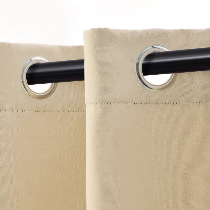 52" x 84" Kinlaw Insulated Solid Ivory Color Thermal Grommet Curtain 2 Panels (Set of 3) DJ869