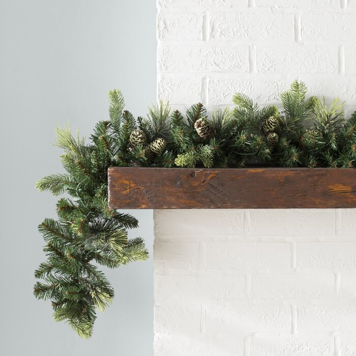 9' Carolina Pine Pre-Lit Garland with 100 Warm Clear/White Lights JJ337