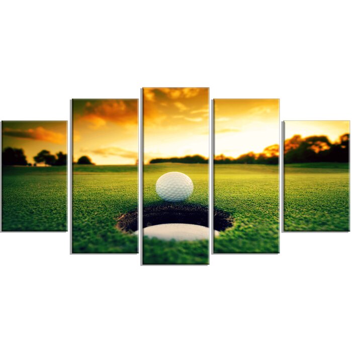 'Golf Ball Near Hole' 5 Piece Photographic Print on Wrapped Canvas Set JJ346
