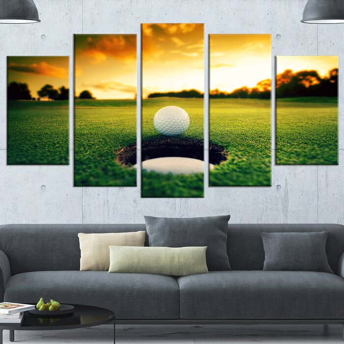 'Golf Ball Near Hole' 5 Piece Photographic Print on Wrapped Canvas Set JJ346