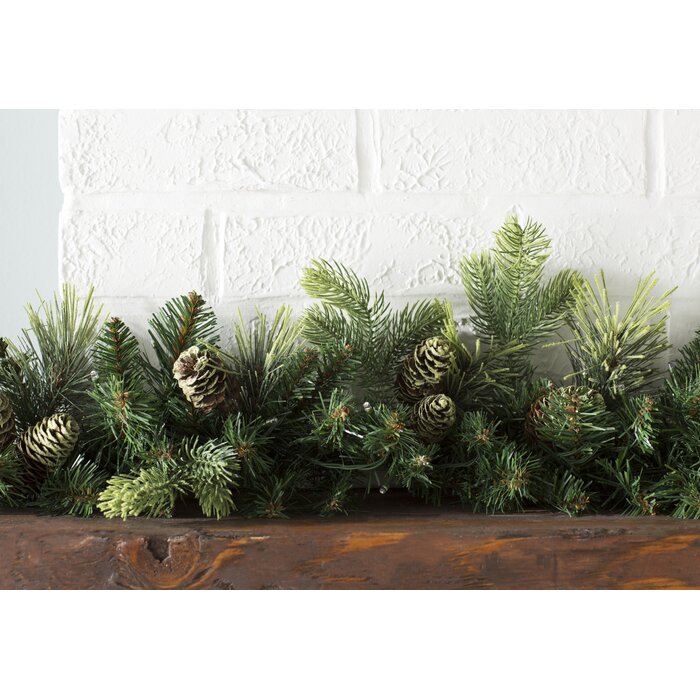 9' Carolina Pine Pre-Lit Garland with 100 Warm Clear/White Lights JJ375