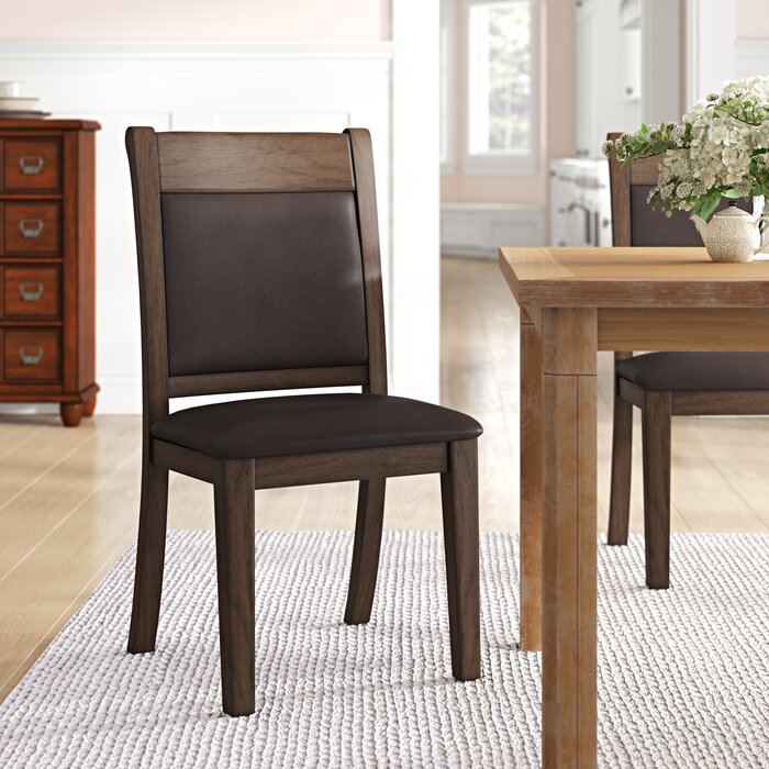 (Set of 2) Saulsberry Upholstered Solid Wood Side Chairs in Rustic Brown JJ387