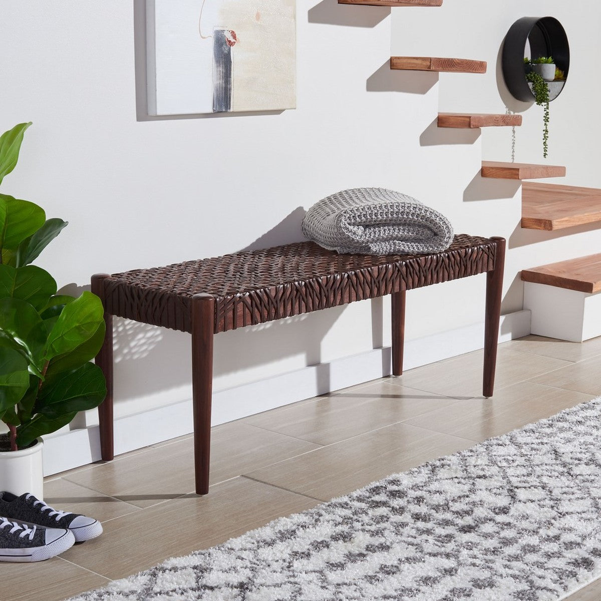 Bandelier Leather  Weave Bench JJ420
