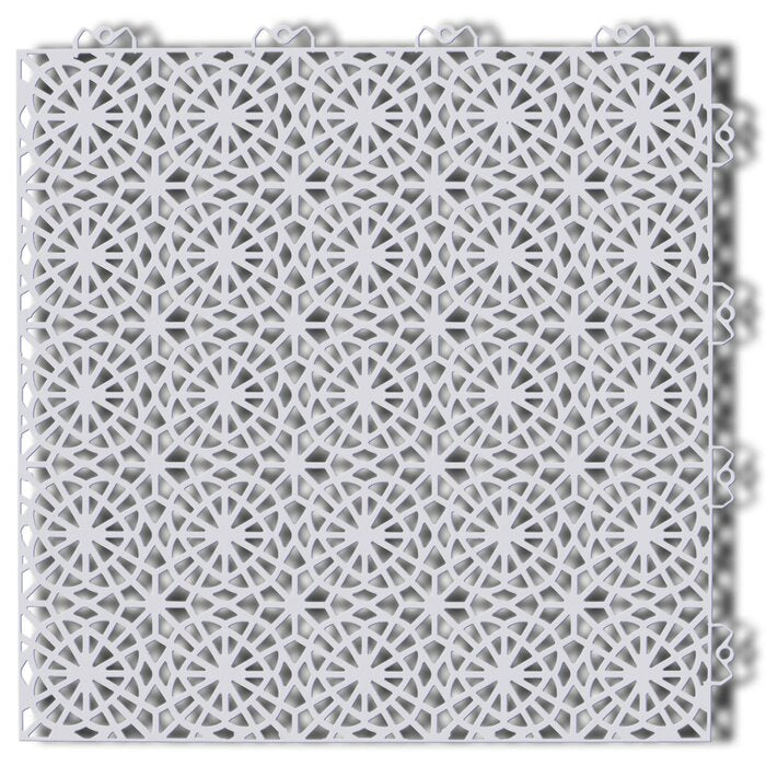 Bergo 14.8" x 14.8" Plastic Interlocking Deck Tile in Shadow Gray (Set of 35) JJ499