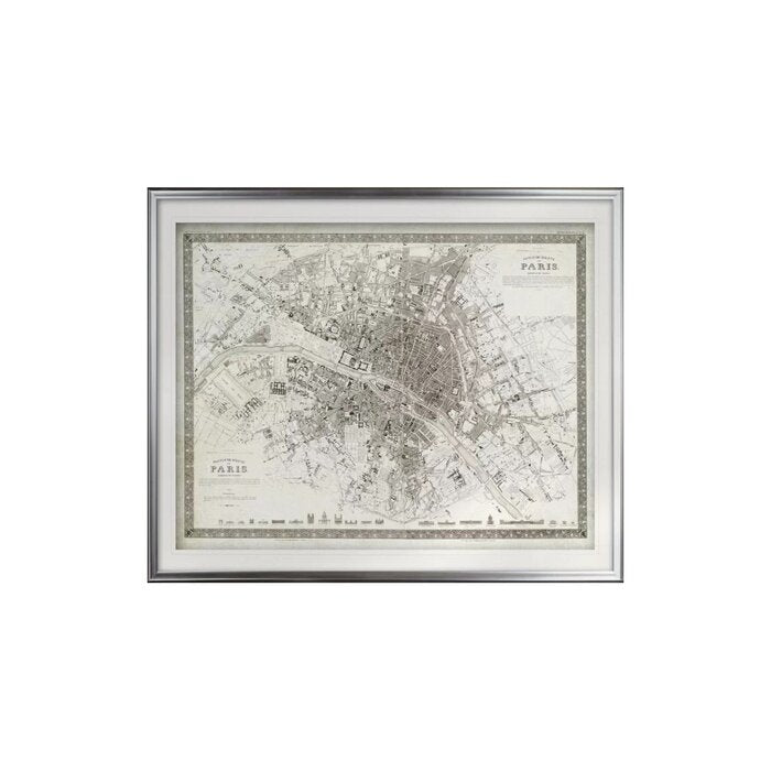 'Vintage Paris Map Outline' Graphic Art Print JJ591