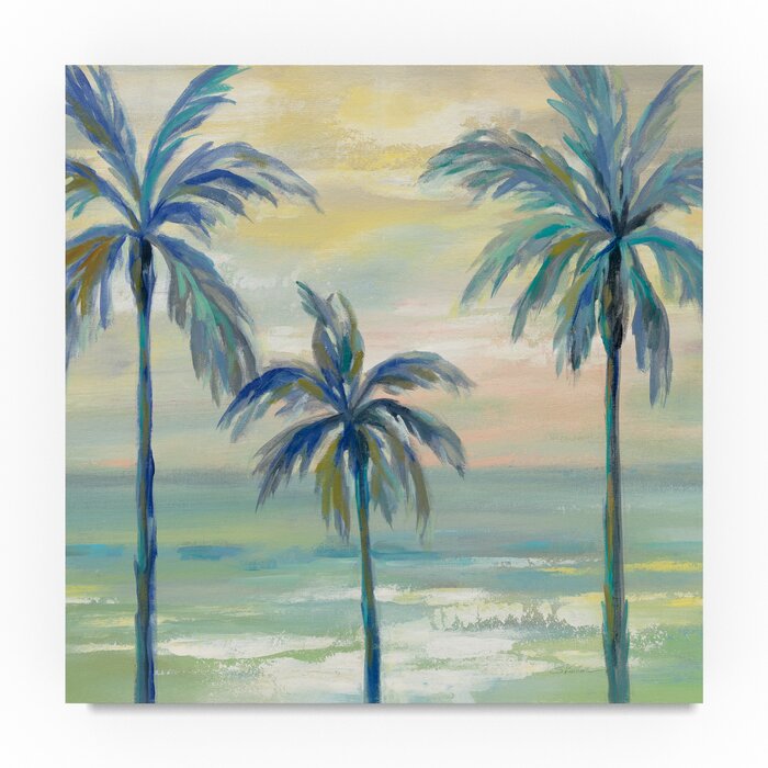 'Marine Layer Palms Crop' Acrylic Painting Print on Wrapped Canvas JJ764