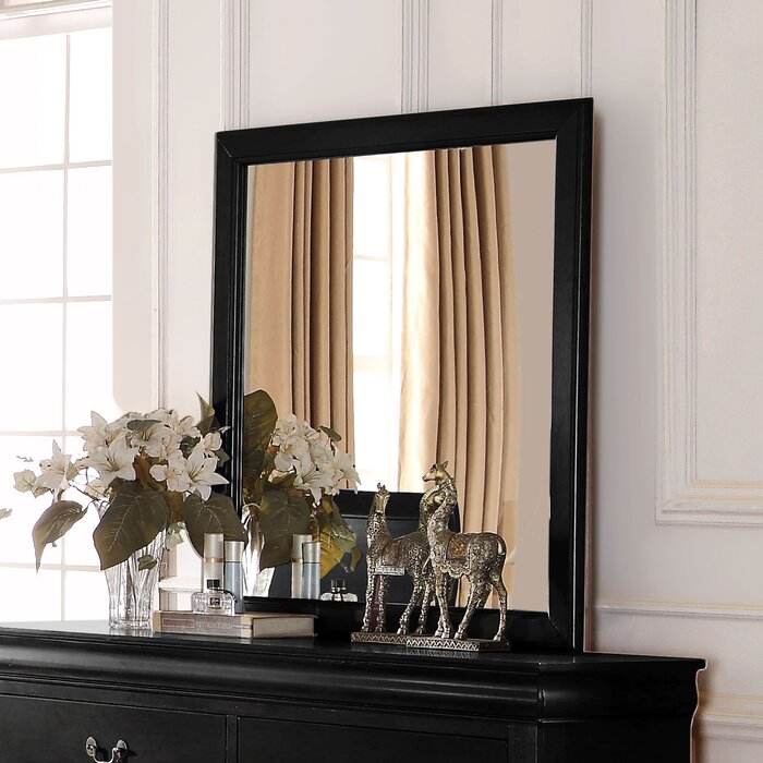 38”x35” Black Trafford Rectangular Dresser Mirror JJ823