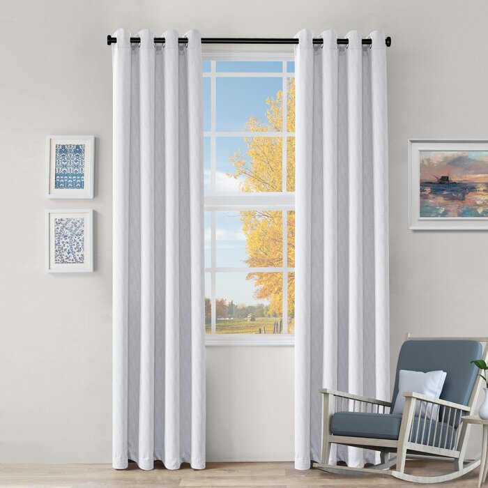 52" x 84" Off White Finkle Solid Blackout Thermal Grommet Curtain DJ858
