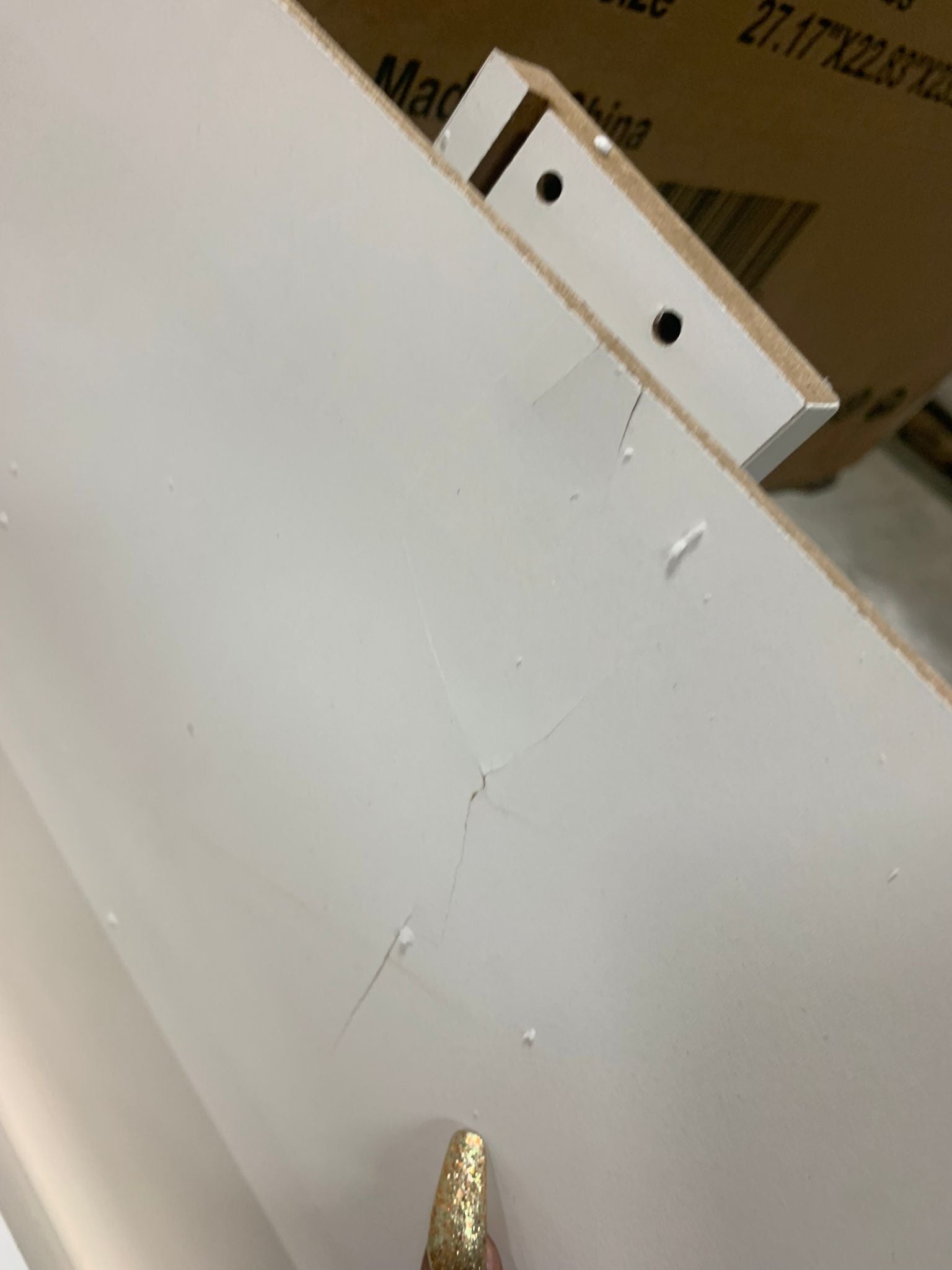 2-Drawer White Nightstands With Metal Legs and Open Shelf *AS-IS*