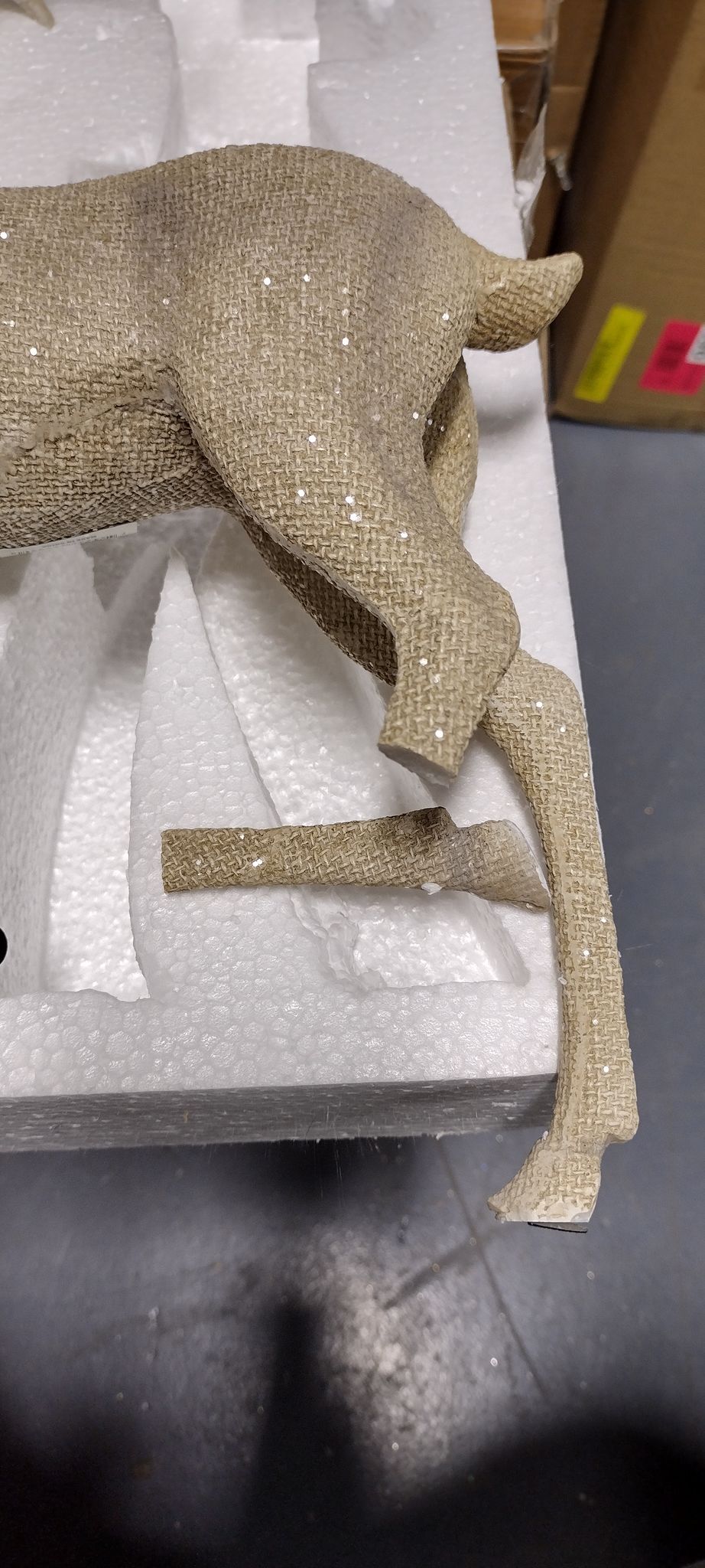 2 Piece Burlap Finish Frosted Deer Decorative Accent Set