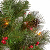 7-foot Mixed Spruce Pre-Lit Multi-Colored String Light Hinged Artificial Christmas Tree with Glitter Branches, Red Berries, and Pinecones