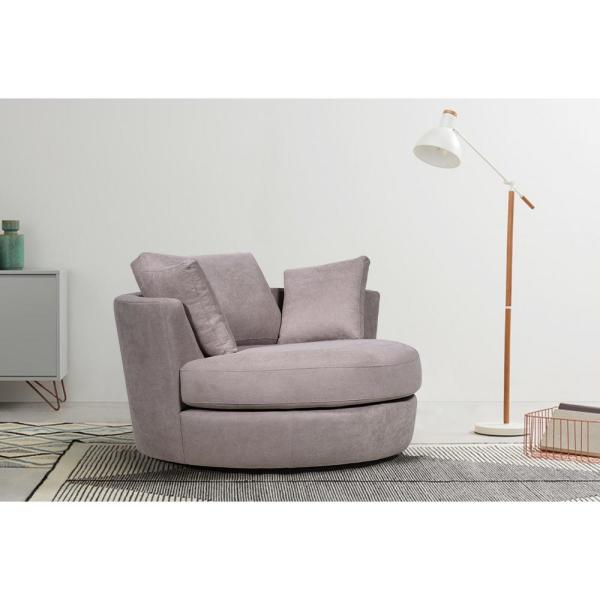 54" Round Barrel Swivel Chair Accent Chair, Light Brown