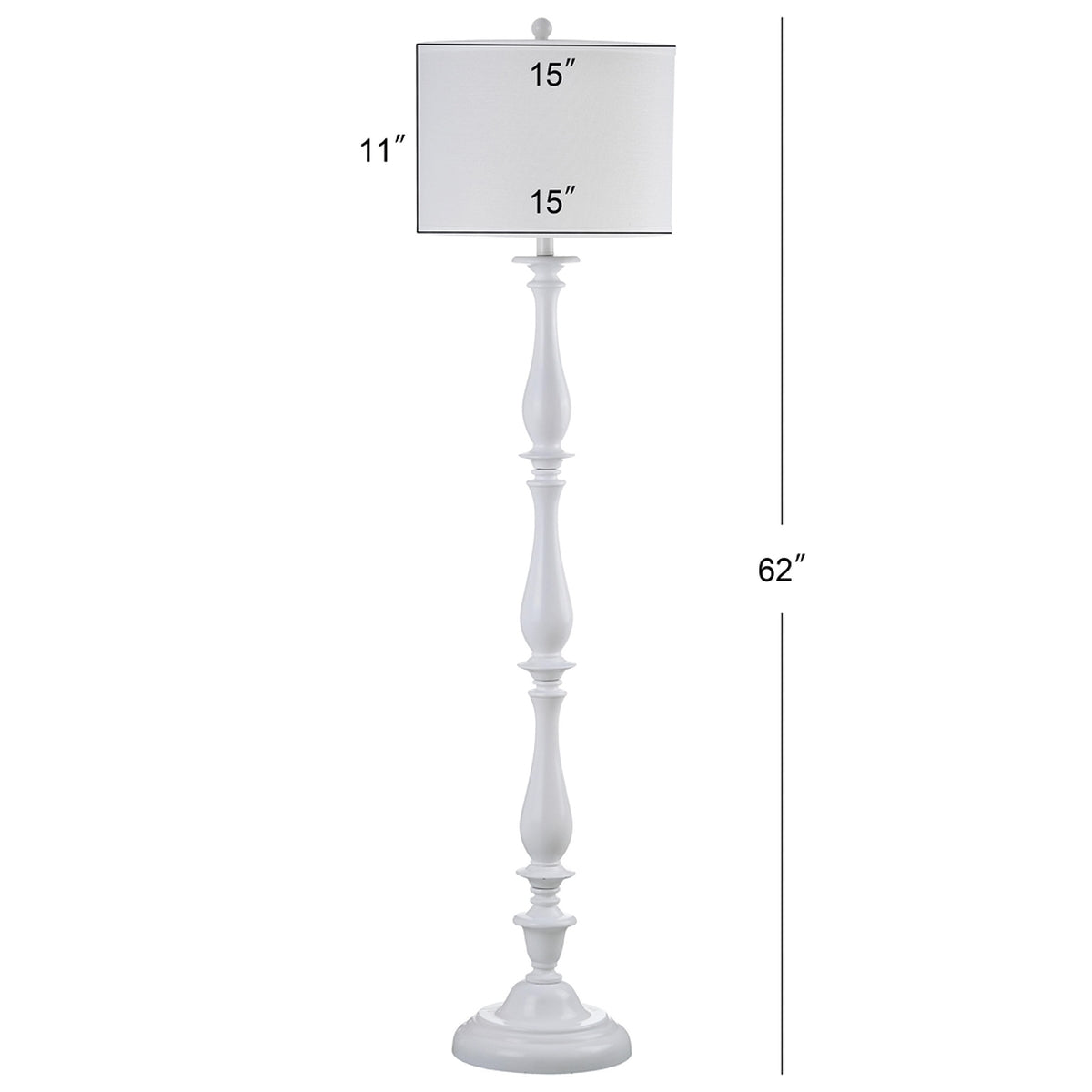 Bessie 62 in. White Candlestick Floor Lamp with Off-White Shade LX4844