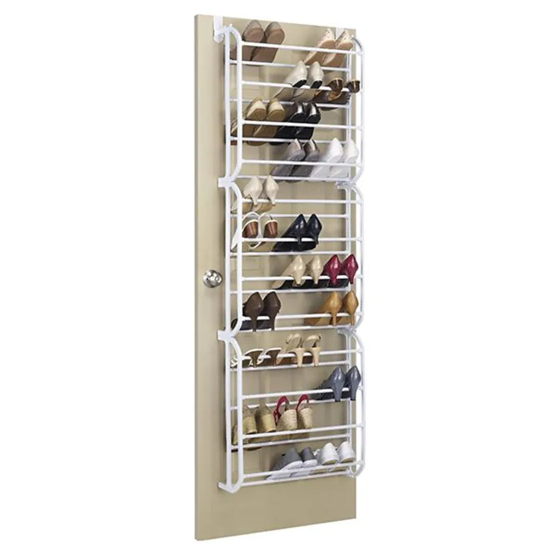 Whitmor 36 Pairs Capacity Over The Door Shoe Rack, White