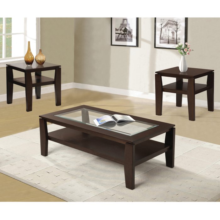 3 Piece Occasional Table Set with Shelf EJ470
