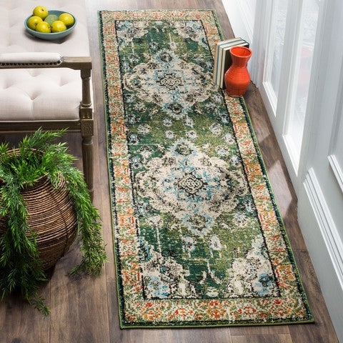 Monaco Forest Green/Blue 2'2" x 10' Runner Rug ERUG172