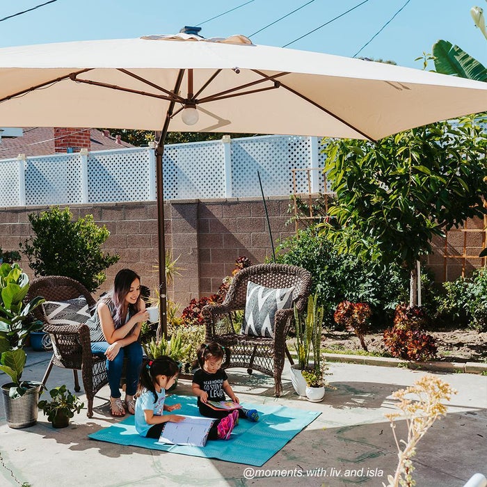 12.5 by 8 Feet Rectangular Cantilever Umbrella with Solar Lights