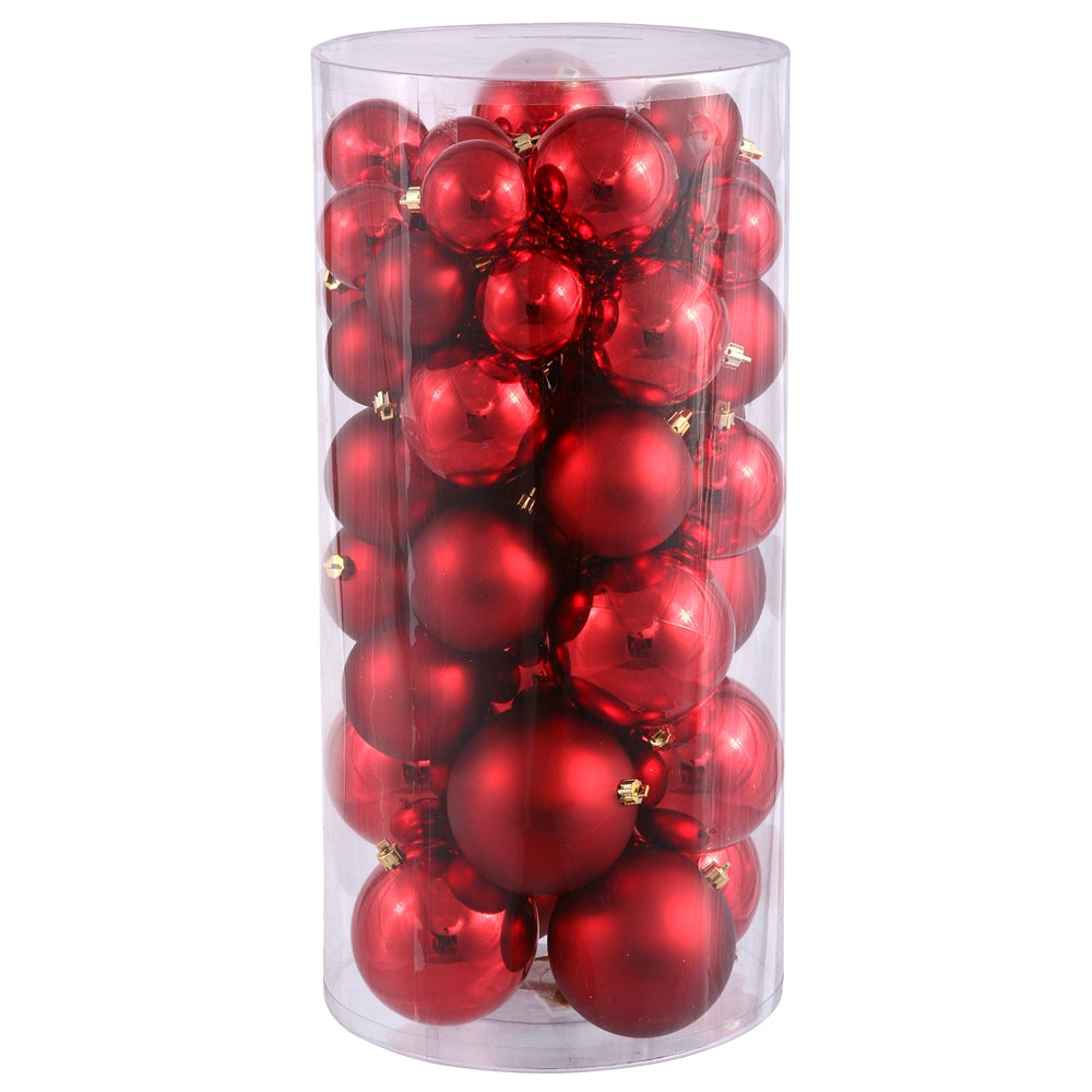 Vickerman 2.4 in.-3 in.-4 in. Red Shiny Matte Ball Christmas Ornament