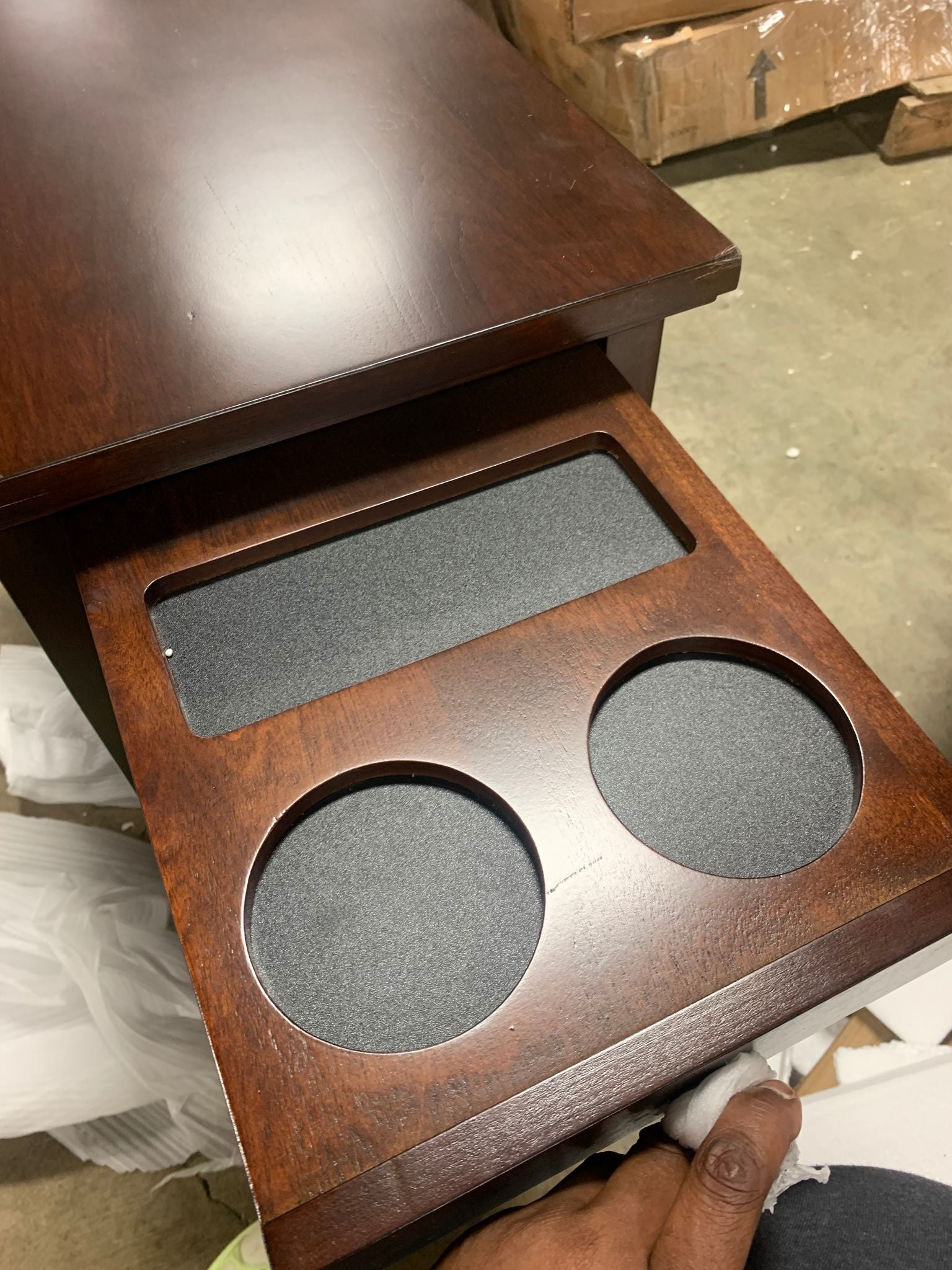 Dark Brown Saldana 23'' Tall Block End Table with Storage and Built-In Outlets