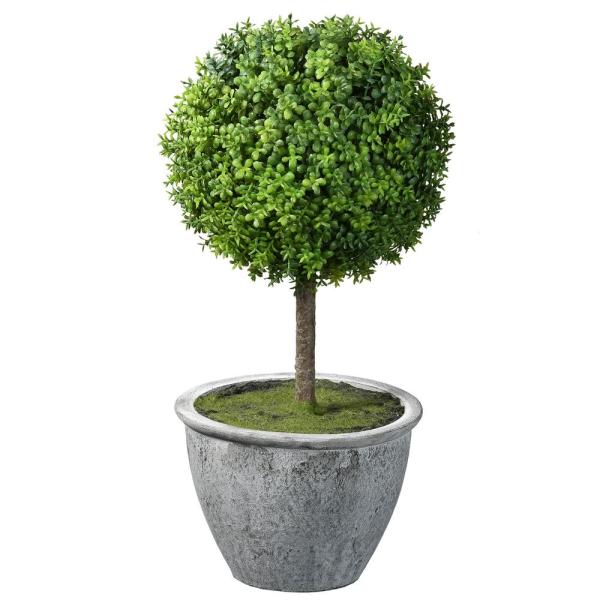 14 in. Single Ball Topiary in Gray Pot  JS102
