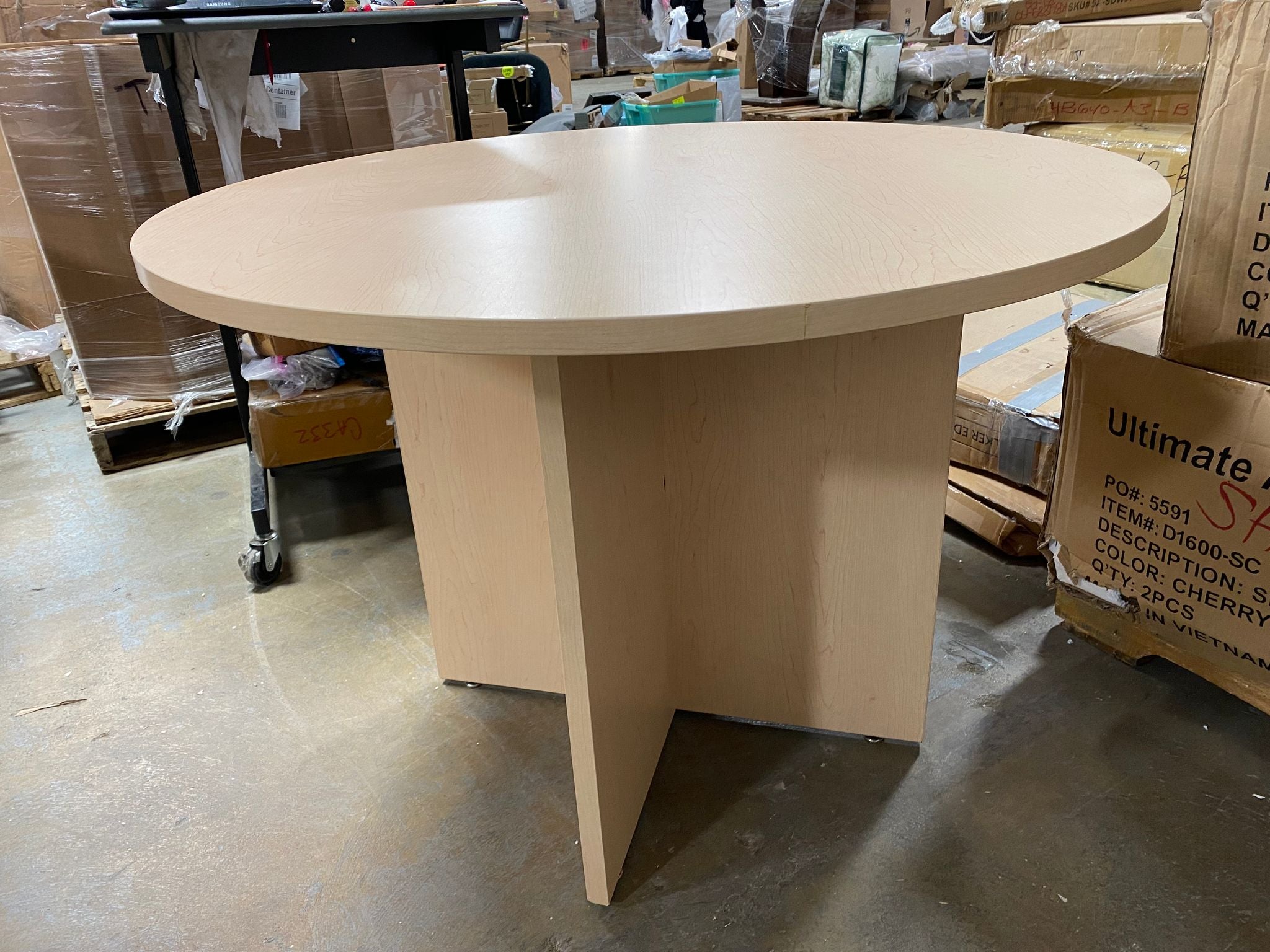 29" H x 42" L x 42" W Maple Mccart Racetrack Meeting Table