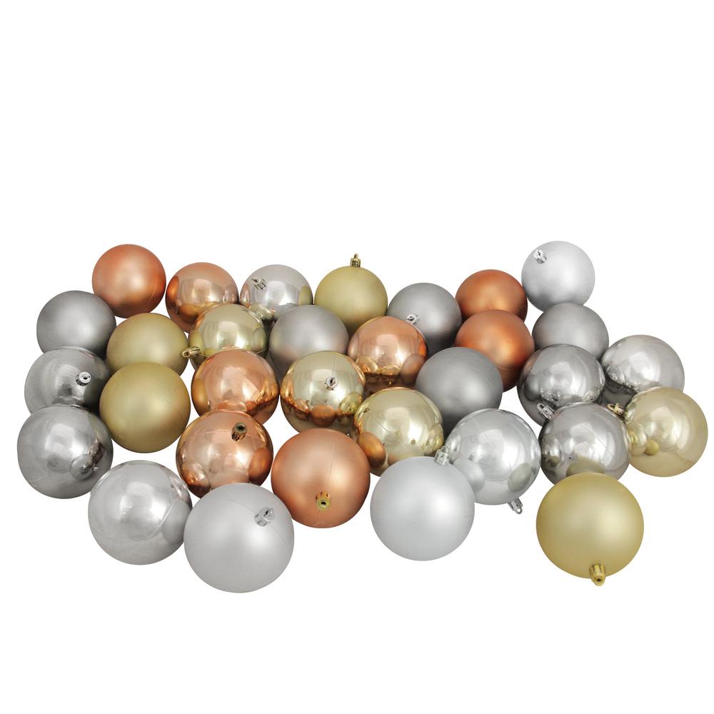 3.25 in. Silver/Champagne Gold/Almond/Pewter Gray Ball Ornaments LS127