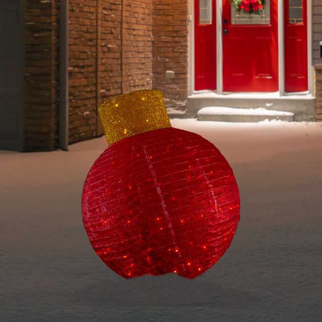 38" LED Lighted Twinkling Red Tinsel Ornament Outdoor Christmas Decoration