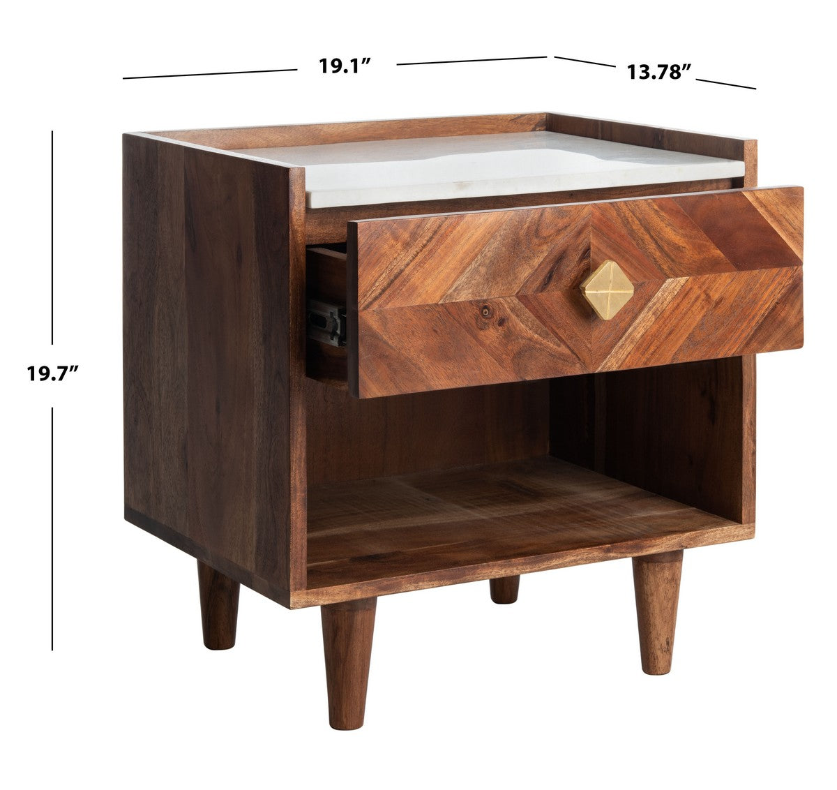 Tahseen Nightstand, White/Gold/Acacia *AS IS* (#K2630)