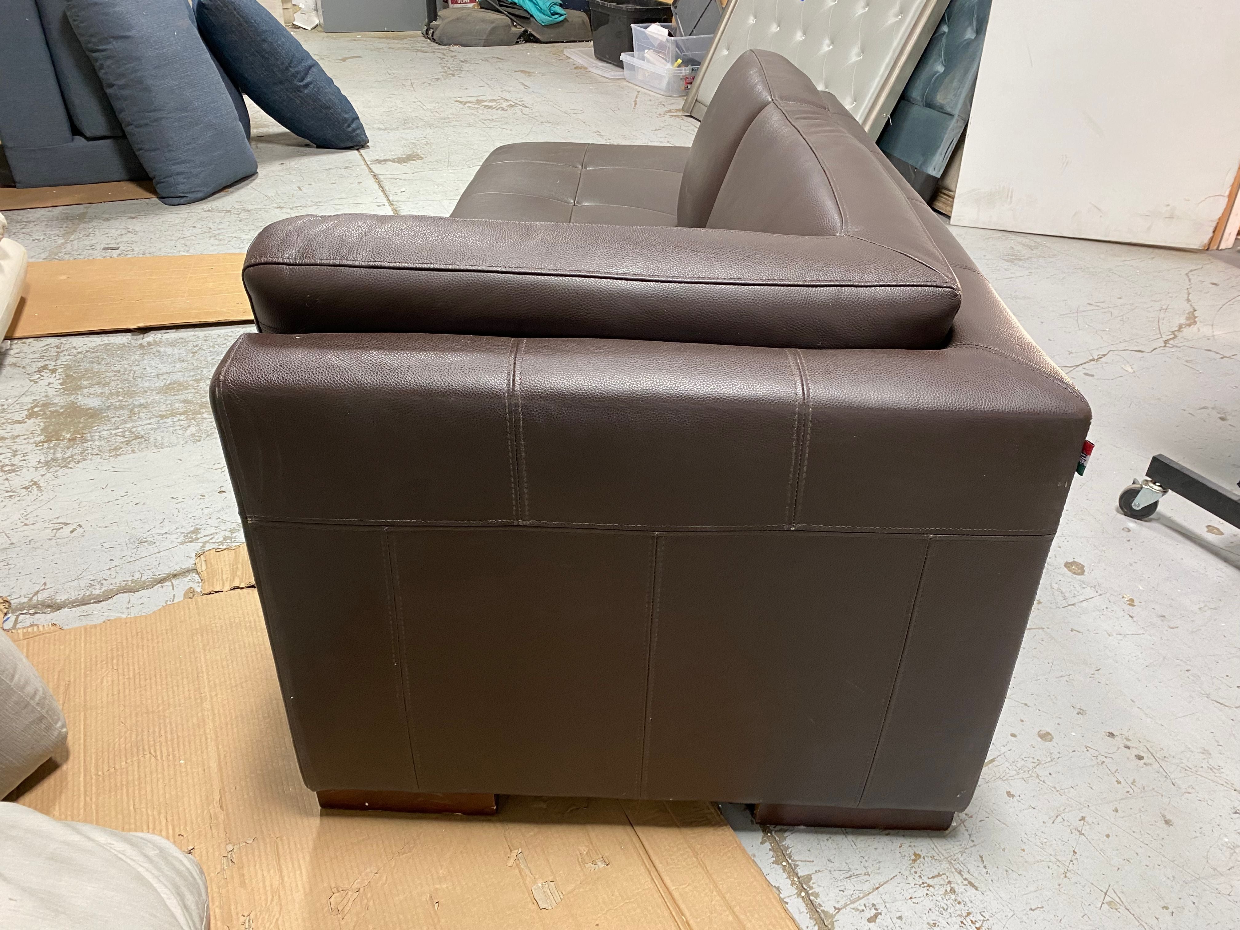124" Wide Leather Match Chaise Piece **AS IS**
