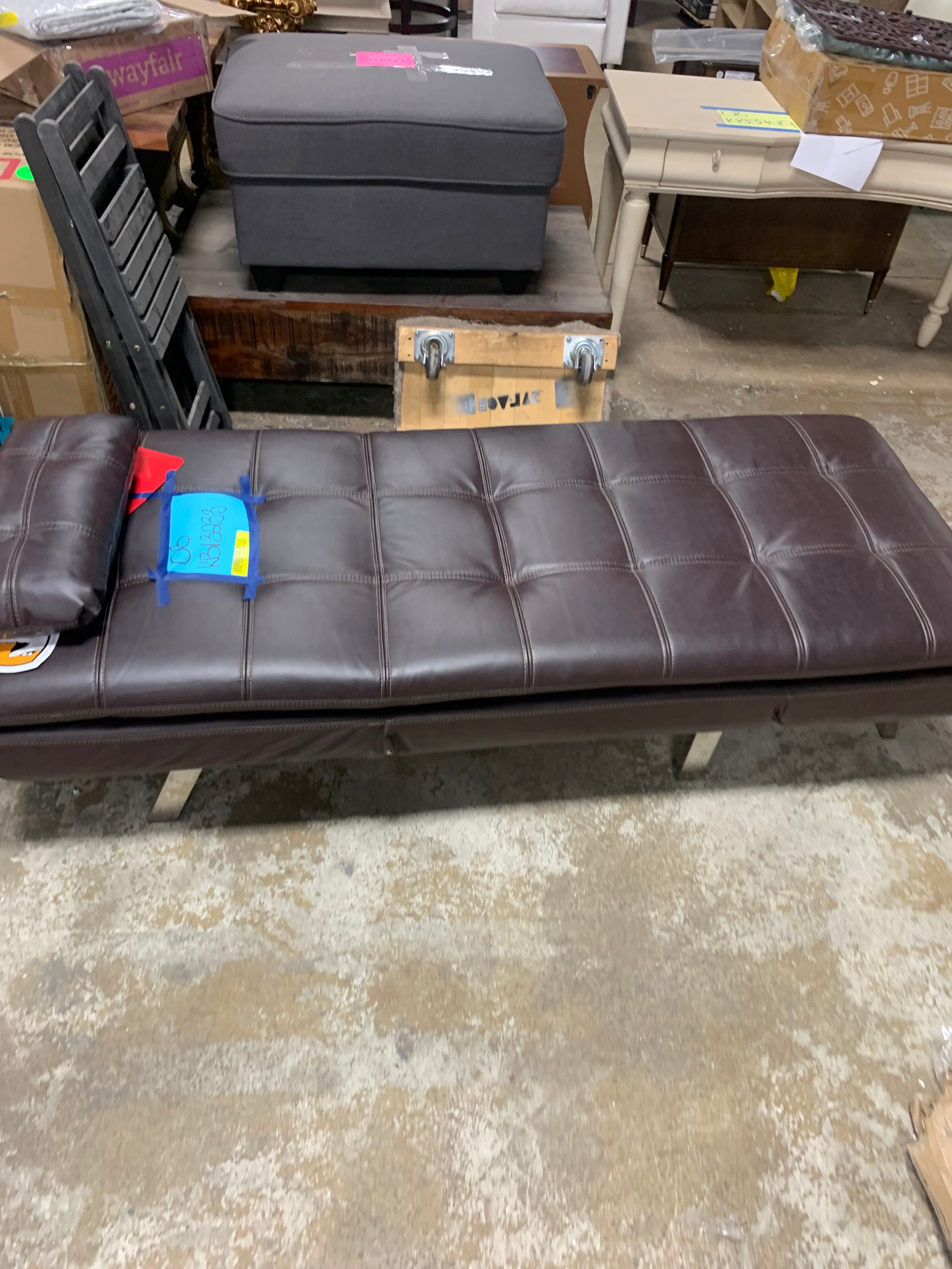 Revere 70.1" Faux Leather Pillow Top Convertible Chaise Lounge