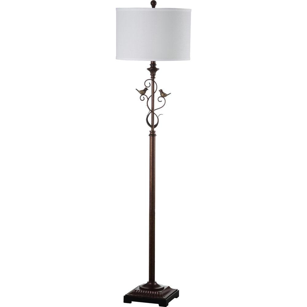 Birdsong 61 in. Oil-Rubbed Bronze Iron Floor Lamp with Off-White Shade 7471