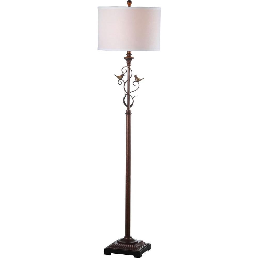 Birdsong 61 in. Oil-Rubbed Bronze Iron Floor Lamp with Off-White Shade 7471