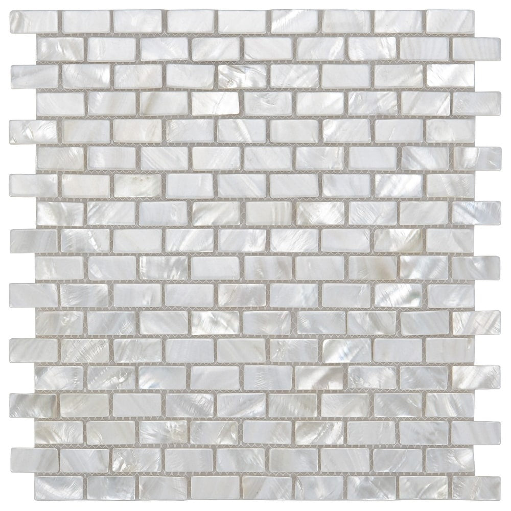 12"X12" Mother Of Pearl Tile White Opal Subway Pattern,Mosaic Tile For Kitchen Backsplashes - Pack Of 20